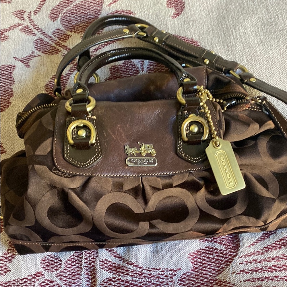 Coach Brown Satchel with Signature Design